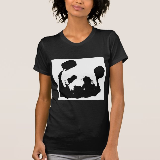 Black White Pop Art Panda Tee Shirt (Framsida)