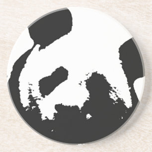 Black White Pop Art Panda Underlägg Sandsten