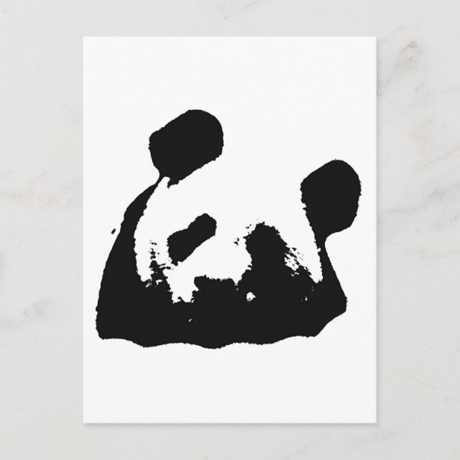 Black White Pop Art Panda Vykort (Framsida)