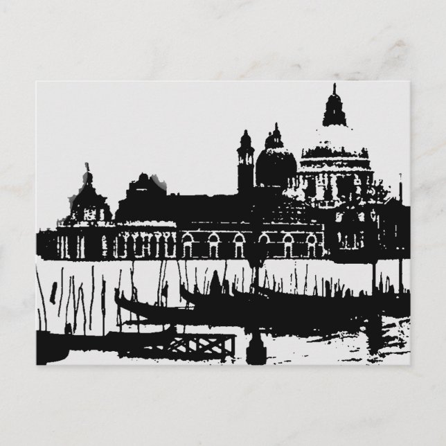Black White Pop Art Venedig Italien Resepostkort Vykort (Framsida)