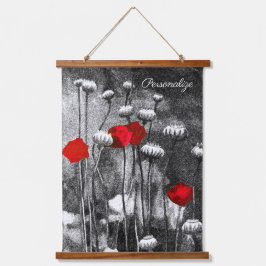 Black White Poppies Red Flowers Mörk Blommigt Clas