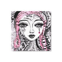 BLACK WHITE PORTRÄTT EDGY DETALJERAD LINE TECKNING