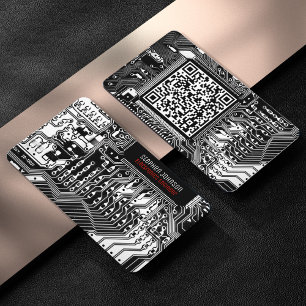 Black & White Printed Circuit Board Custom QR Code Visitkort