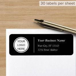Black White Professionell Company Logotyp Adress Returadress Etikett