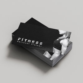 Black White Professionell Fitness Personal Trainer Visitkort