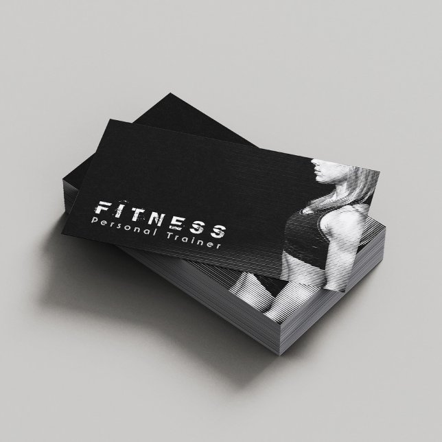 Black White Professionell Fitness Personal Trainer Visitkort (Skapare uppladdad)