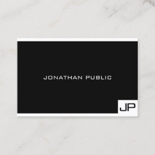 Black White Professionell Monogram Elegant Modern Visitkort