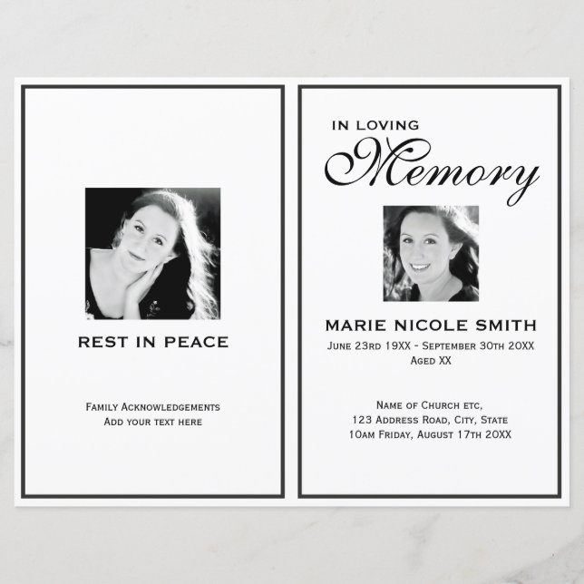 Black & White-program för beställning av tjänst (Framsida)