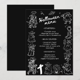 Black & White Quirky Hand plockade Halloween Meny