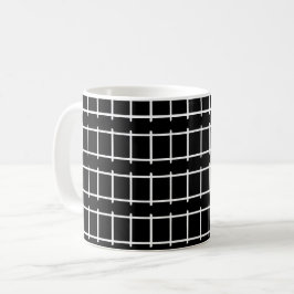 Black White Railroad Ladder Line Mönster Kaffemugg