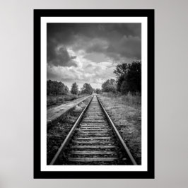Black & White Railroad Track Poster