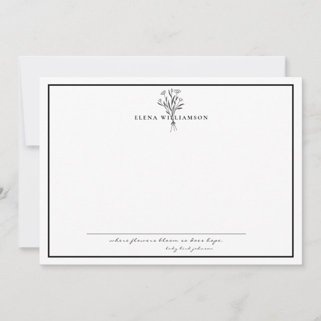 Black White Ram - Flowers & Hope Personlig Anteckningskort (Framsida)
