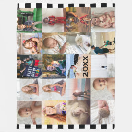 Black White Rand 20 Photo Collage Family Ull Fleecefilt