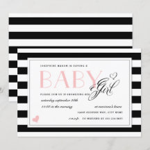 Black & White Rand Blek Rosa Girl Baby Shower
