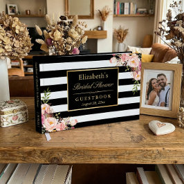 Black White Rand Blommigt Bröllop Möhippa Gästböcker