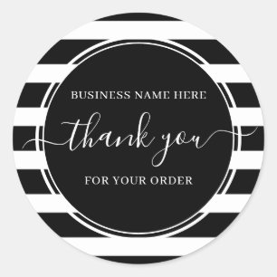 Black White Rand Calligraphy Business Tack Runt Klistermärke