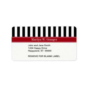 Black White Rand Cranberry Namn Monogram Adressetikett