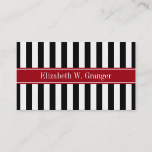 Black White Rand Cranberry Namn Monogram Visitkort