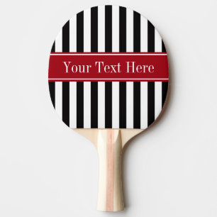 Black White Rand Cranberry Red Namn Monogram Pingisracket