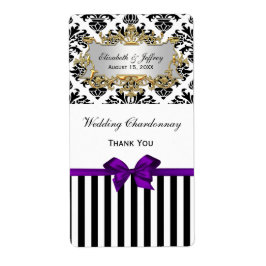 Black White Rand Damask Lila Party Vin Fraktsedel