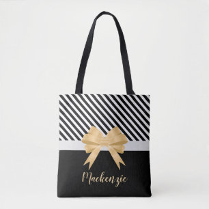 Black White Rand Goldem Bow Tygkasse
