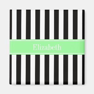 Black White Rand Mint Ribbon Namn Monogram Magnet