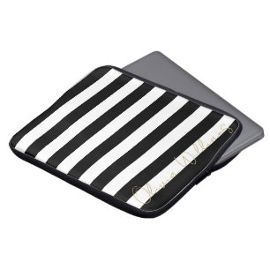 Black White rand Mönster Laptop Fodral
