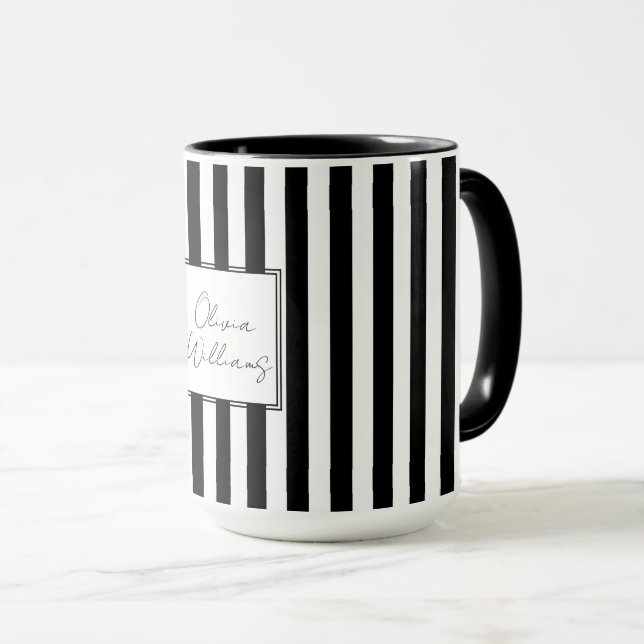 Black White Rand Mugg (Framsida höger)