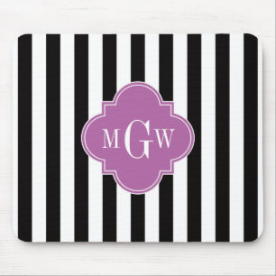 Black White Rand Orchid Quatrefoil 3 Monogram Musmatta