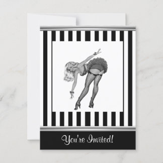 Black & White Rand Pin-Up Girl 19 Inbjudningar