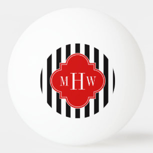 Black White Rand Red Quatrefoil 3 Monogram Pingisboll