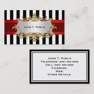 Black White Rand, Red Ribbon, Guld-rametikett Visitkort