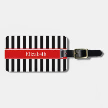 Black White Rand Red Ribbon Namn Monogram