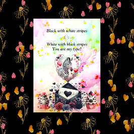 Black White Rand Romantic Zebra Valentine Day Julkort