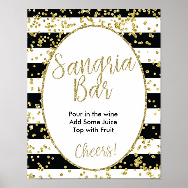 Black & White Rand Sangria Pub Sign Poster (Framsidan)