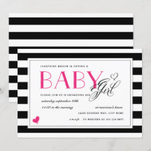 Black & White Rand Shock rosa Girl Baby Shower