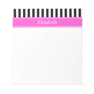Black White Rand Shock rosa Ribbon Namn Monogram Anteckningsblock