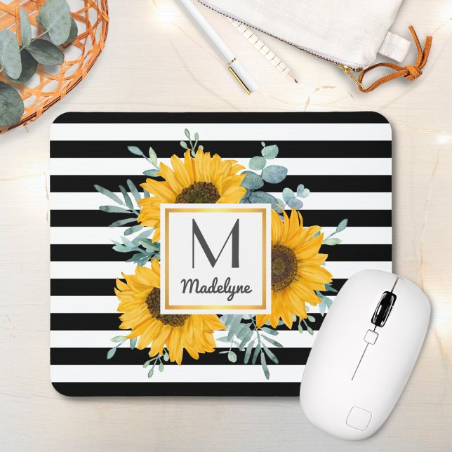 Black White Rand Solros Monogram Musmatta (Skapare uppladdad)