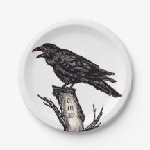 Black & White Raven Kråka Gothic Bird Monogram