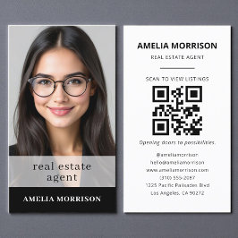 Black White Real Gods Agent QR-kodfoto för Visitkort