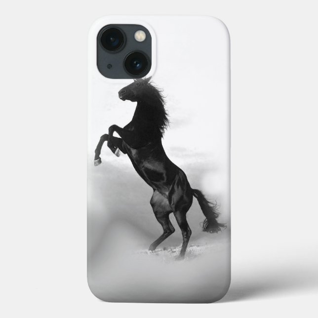 Black White Rearing Horse Silhouette (Baksida)