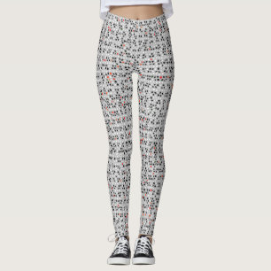Black White Red Abstrakt Mönster Chic Leggings