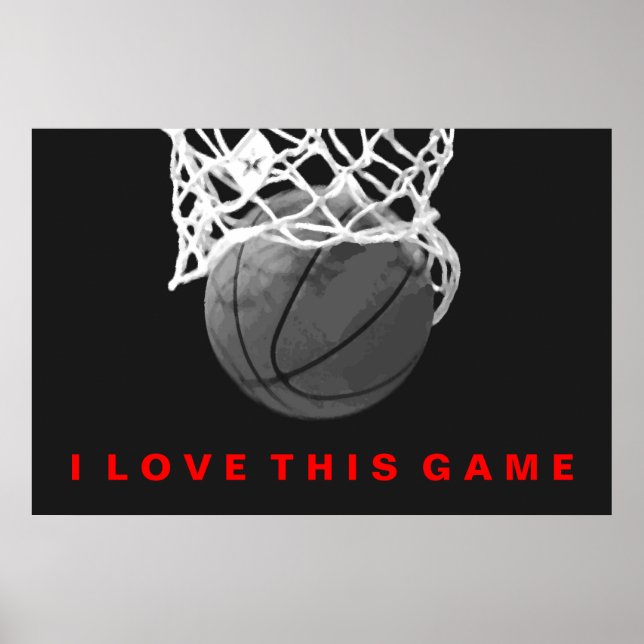 Black White Red Basketball Kärlek Poster (Framsidan)