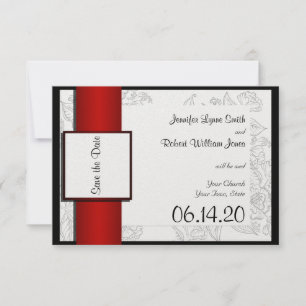 Black White Red Bohemian Bröllop spara datum Datumet