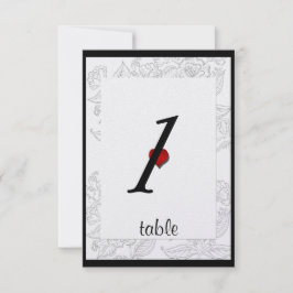 Black White Red Bohemian Posh Bröllop Bord-kort Inbjudningar