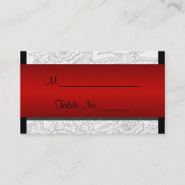 Black White Red Bohemian Posh Bröllop ortskort Placeringskort