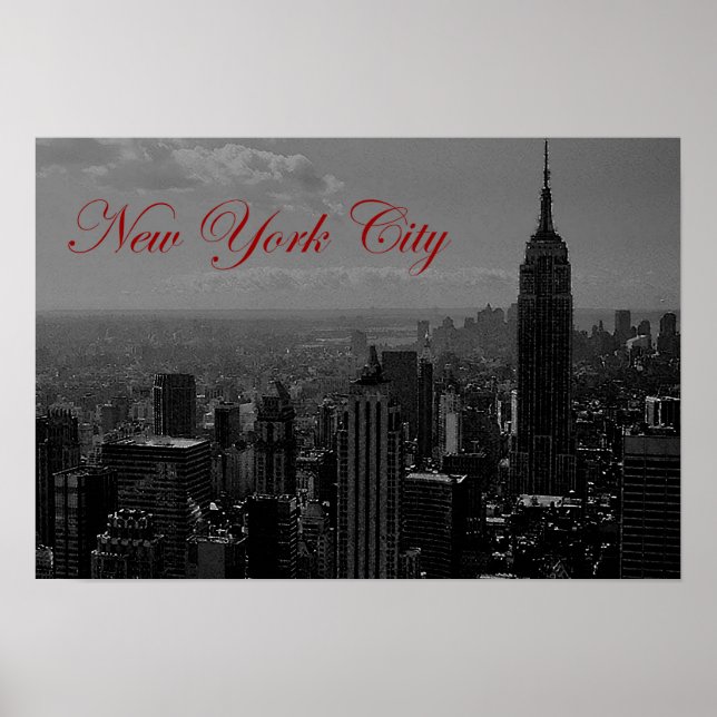 Black White Red Calligraphy New York City Poster (Framsidan)