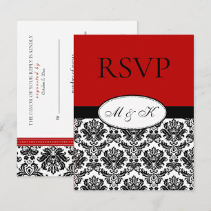 Black White Red Damask OSA Kort