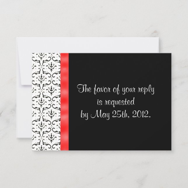 Black White Red Damask Wedding OSA kort (Framsida)