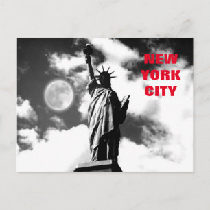 Black & White Red Frihetsgudinnan New York City Vykort